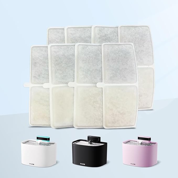 PET LAYSON Pumpless Cat Water Fountain Filter,Smart Cordless Pet Fountains Battery Operated 3.6L/122oz with Maglev Valve Technology Wireless Rechargeable Water Dispenser Filters (White, M1-8 Filter)