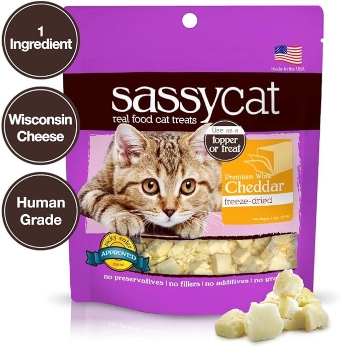 Herbsmith Sassy Cat Treats – Freeze Dried Smoked Gouda – Human-Grade Wisconsin Cheese – Natural Snack for Picky Eaters – 1 Ingredient – USA Made – 4.3 oz