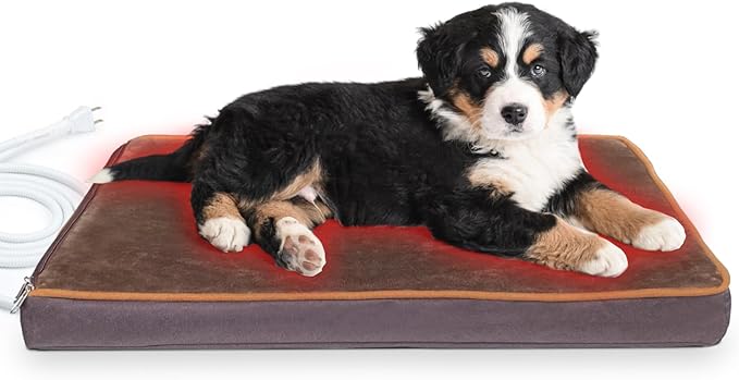 NAMOTEK Outdoor Heated Pet Bed for Cats Dog in Winter with Orthopedic Foam Base Auto Constant Temperature Electric Heating Pad & Waterproof Liner for Dog House Cabin Cot Doorway(23"L x 19"W x 1.7"Th)