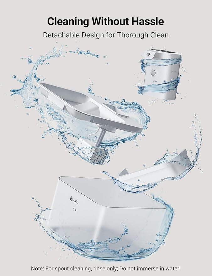 DownyPaws Battery Operated Cat Water Fountain, 84oz/2.5L Fursink Wireless Pet Water Fountain for Cats Inside, Automatic Dog Water Dispenser with Motion Sensor, Ultra Quiet Pump, BPA-Free, White