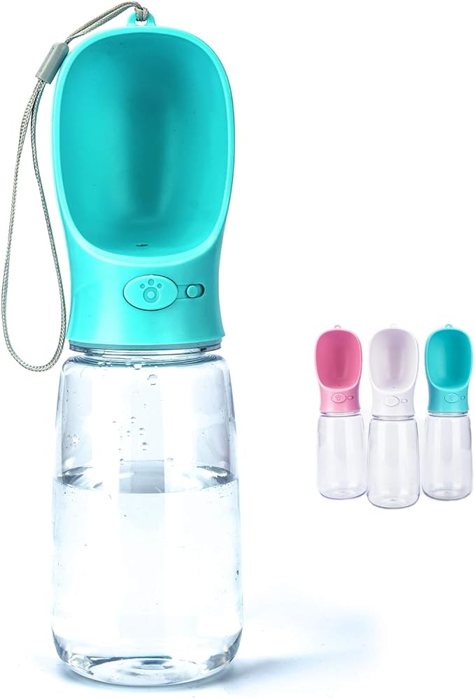 550 ml / 18.6 oz Portable Dog Water Bottle, Water Bottle with Drinking Feeder for Dogs, Water Dispenser for Dogs in Walking, Hiking & Traveling (Green)