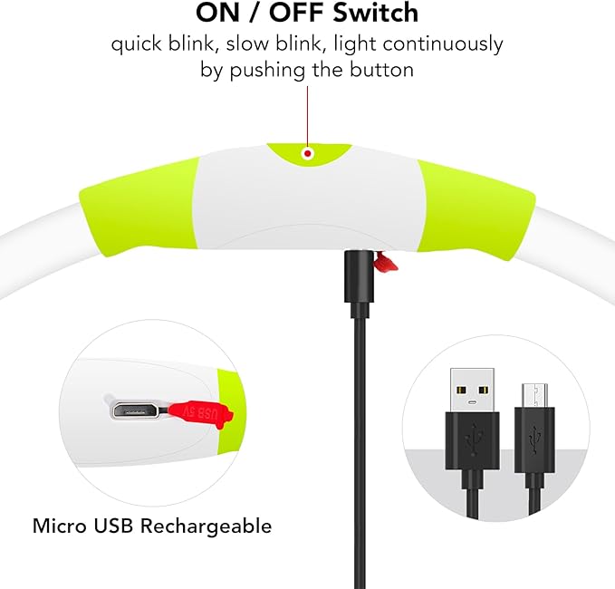 Colaseeme LED Dog Collar Light Up Dog Collars 1 Count USB Rechargeable TPU Glow Safety Basic Dog Collars for Large Medium Small Dogs (Cyan)