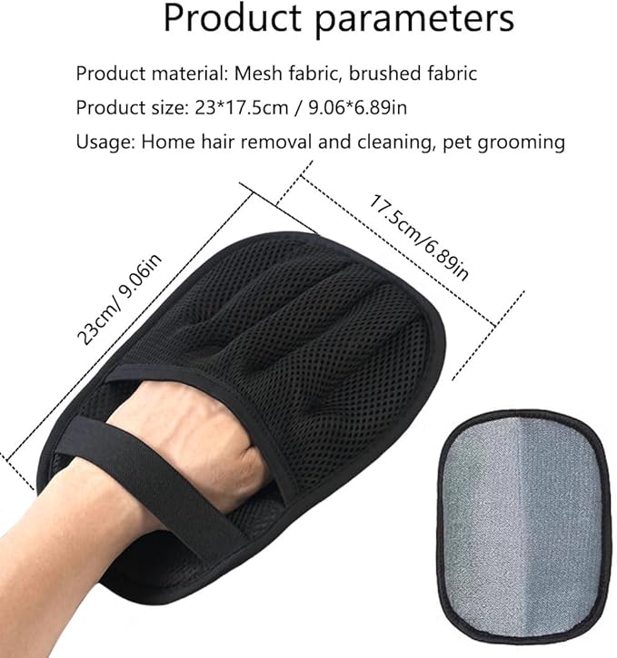 Pet Hair Removal Glove for Dogs Reusable 5-Finger Electrostatic Tech Cleans Clothes, Sofas, Carpets Easily (Black 1pcs)