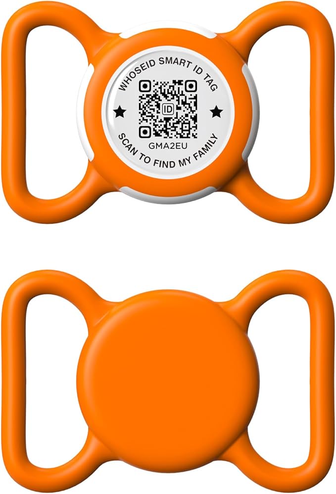 Holder for Dog Collar, Scan QR Code Send Location Alert Email, Waterproof Full Body Protection Anti-Lost Case, Accessories for Dog, Cats, Collar, Backpack (Orange, Large)
