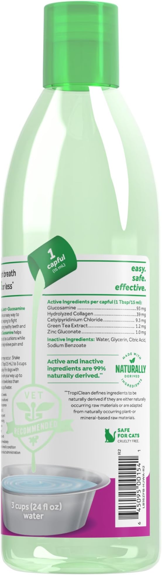 TropiClean Fresh Breath Water Additive for Dogs with Glucosamine, Hip and Joint Support for Dogs, Breath Freshener & Teeth Cleaning Solution, 16oz.