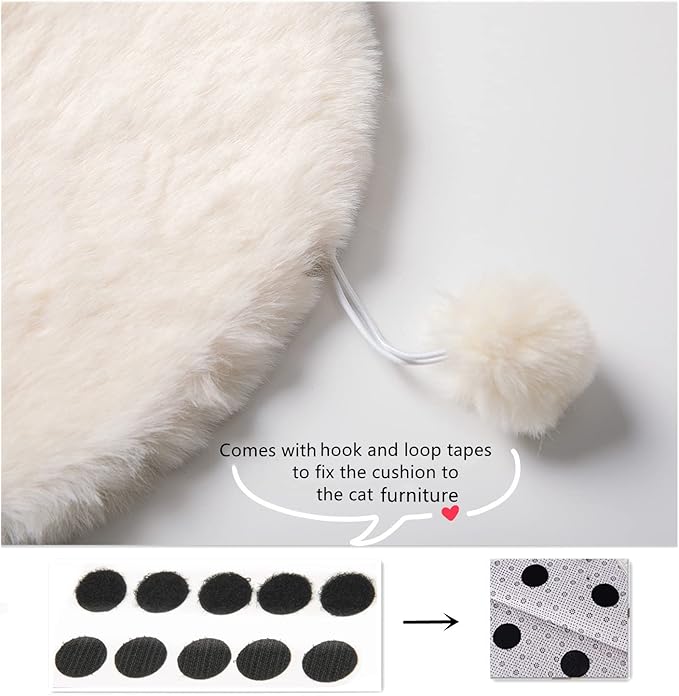 SHENGOCASE 2-Pack Oval 11" x 15" Faux Rabbit Fur Cat Condo Replacement Cushion. Cat Dog Bed Cushion Pad Mat, Cat Pad for Window Perch Cat Tree Tower, Cat Dog Carrier Cage Crate Kennel Furniture