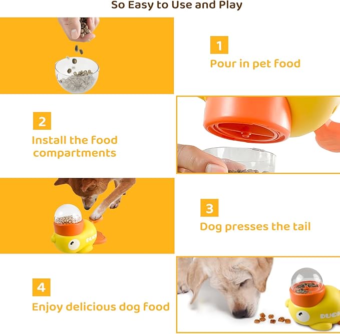 2-in-1 Interactive Slow Feeder Dog and Cat Slow Feeder Bowl Enrichment Toys Interactive Dog Toys Perfect for Small to Medium Puppy Duck-Shaped Puzzles Promotes IQ Training, Reduces Bloating