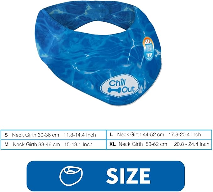 ALL FOR PAWS Cooling Neck Wraps for Dogs,Ice Dog Bandanas,Dog Cooling Dog Bandana,Chill Out Blue Dog Collar Dog Collar Cat Collar,Neck Cooler,Neck Cooling