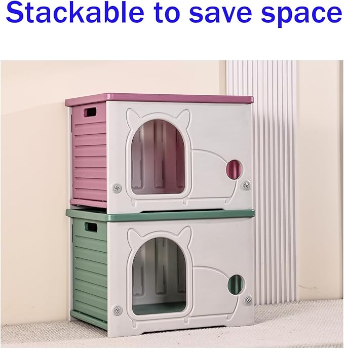 Cat House,Stackable Cat Bed for Pet Cats and Feral Cats Outdoor Indoor Use, Waterproof Cat Shelter with Woven Mat and Cotton Pad for Summer and Winter Use.