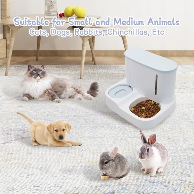 Kathson 2 in 1 Auto Cat Feeder and Waterer, Gravity Pet Feeder for Dry Food, Indoor/Outdoor Cats (Green)