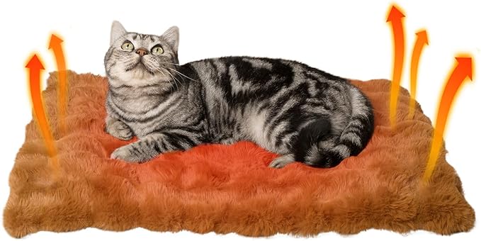 Self Warming Cat Mat Self Heating Cat Bed 24" x 18" Thermal Cat Mat Extra Warm Dog Bed Cat Beds for Indoor and Outdoor Cats Pet Heating Pad for Kittens Small Puppy Pets with Washable Removable Cover