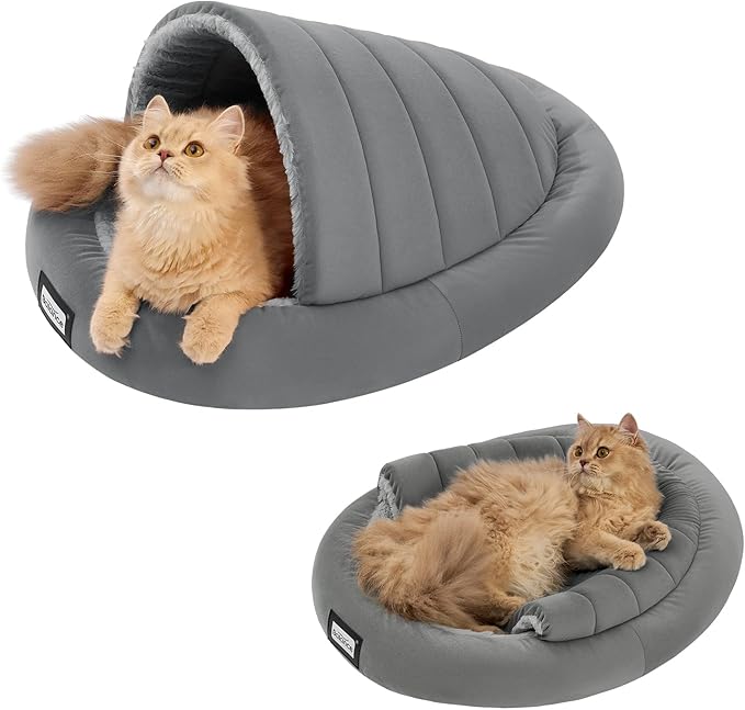 BALANCE 2 in 1 Cat Bed Cave for Kittens and Small Dogs, Cat Tents for Indoor Cats, Covered Cat Beds with Removable Cushion, Calming Cat Nest, Cat Hideaway, Washable Cat House with Non-Slip Bottom