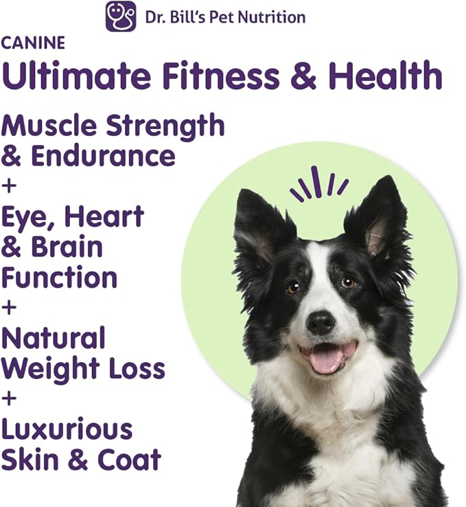 Dr. Bill’s Canine Ultimate Fitness & Health Vitamins for Dogs | Multivitamin for Dogs w/Coenzyme Q-10, Vitamin E, Vitamin D-3, Biotin, Folic Acid, Hyaluronic Acid Dog Vitamins and Supplements 680g