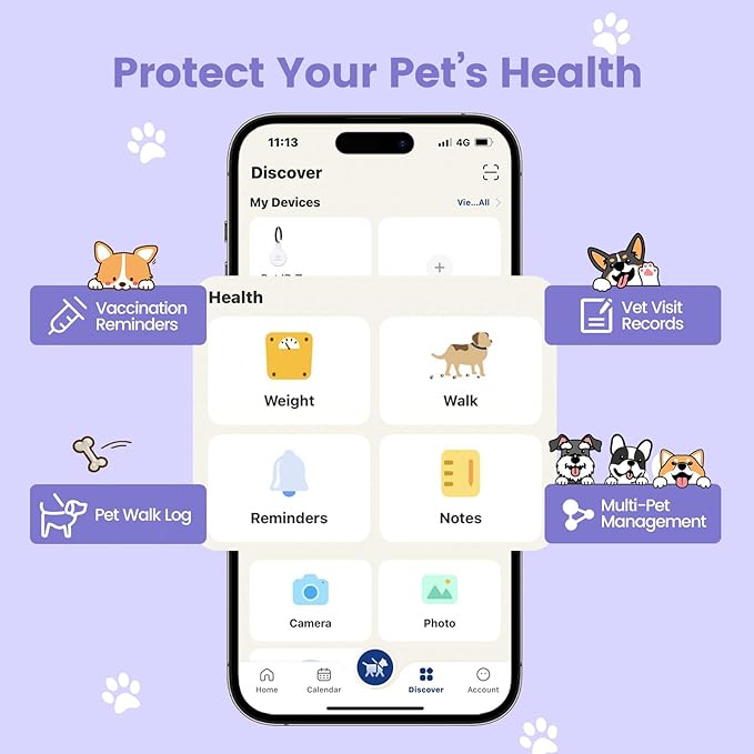 Dog ID Tag with QR Code & NFC, Silent Silicone Dog Name Tags Personalized for Pets- Scan QR for Instant Location Alert, Emergency Contact and Modifiable Pet Profile (Purple)