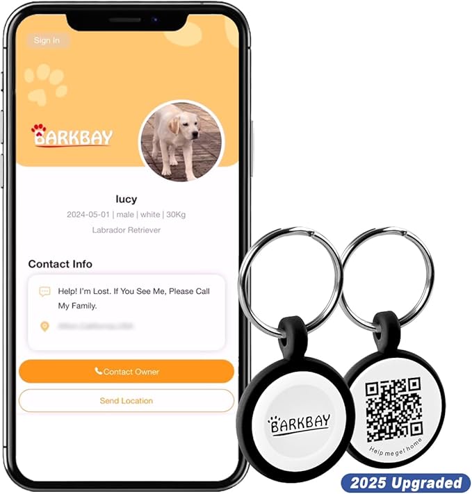 Dog Tags Personalized,QR Code Smart Pet ID Name Tag,Instant Location Alerts,Easy Online Profile Updates,No Fees,No Apps,Anti-Lost,Waterproof Silicone Dog Cat Tag for Small,Medium,Large Dogs(Black)