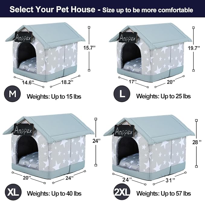 ANPPEX Large Dog House Indoor,2XL Size Indoor Dog House for Large and Medium Dogs,Covered Dog Bed with Cushion,Gray