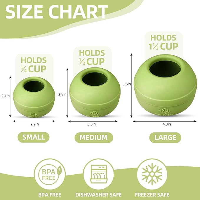 Long-Lasting Interactive Dog Lick Toy, Stuffable Dog Enrichment to Keep Dogs Busy, Wobbly Treat Dispensing Freezable Licking Toys, Food-Grade Safe (Green,L)