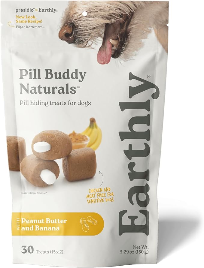 Presidio Pill Buddy Naturals - PB & Banana Recipe Pill Hiding Treats for Dogs - Make A Perfect Pill Concealing Pocket Or Pouch for Any Size Medication - 30 Servings
