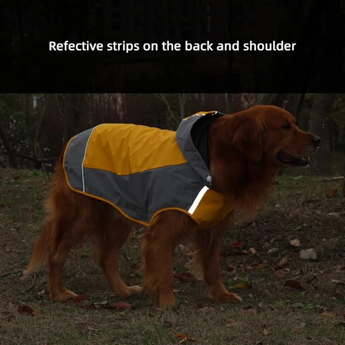 Dogs Packable Lightweight Raincoat: Pet Dog Hood Waterproof Coats Yellow Size 6