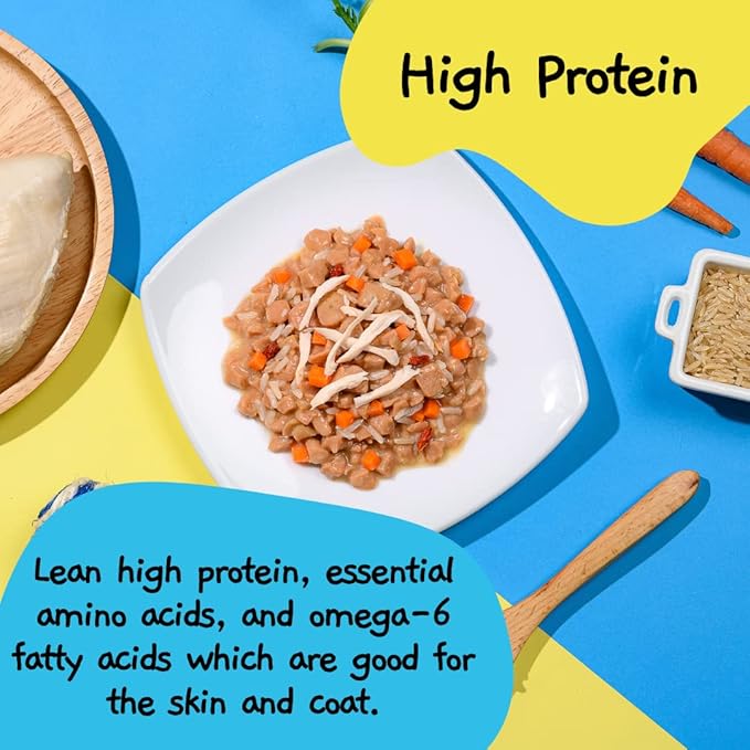 MOOCHIE Soft Puppy Wet Dog Food - Healthy Growth - Real Chicken, Beef, Vegetables & Rice - No Artificial Flavors or Preservative - 12 x 3 oz Pouch