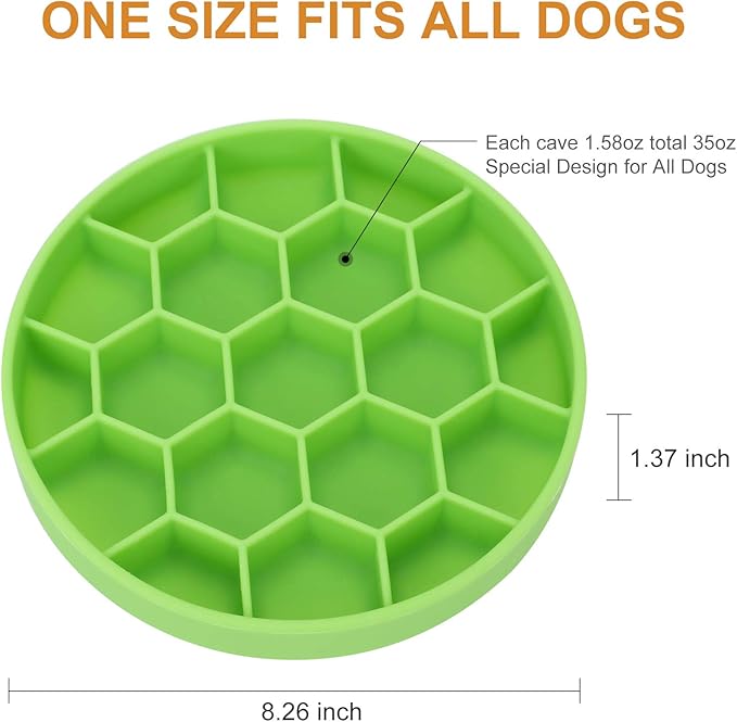 Pawow Silicone Slow Feeder Dog Bowls, Interactive Dog Bowl with Suction Cups, Honeycomb Shape & Non-Slip Design, Boredom and Anxiety Reducer Slow Feeder for Large, Medium, Small Breed Pet