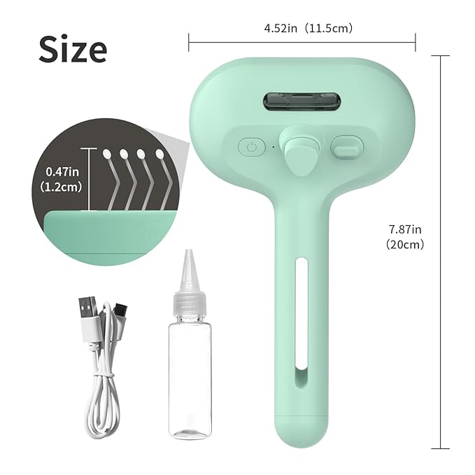 Steam Pet Brush for Shedding, 3 In 1 Self Cleaning Anti-Static Steamy Hair Brush, Reduces Loose Hair and Shedding for Long and Short Hair Pets Grooming, Green