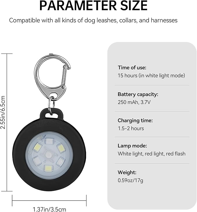 2 Pack LED Dog Collar Light, Rechargeable Dog Lights for Night Walking, 3 Modes, IP68 Waterproof Pet Walking Accessories