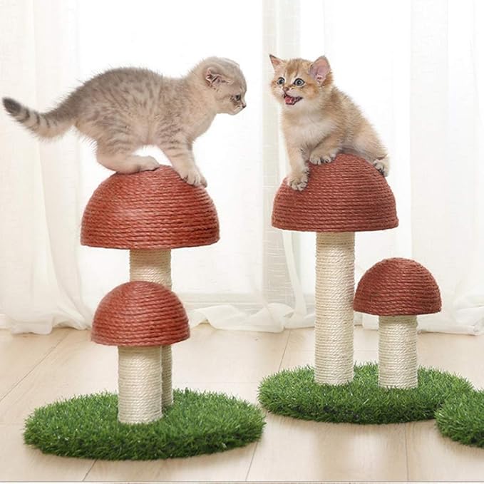 PowerKing Mushroom Cat Scratching Post, 15 x12 Inches Claw Scratching Post for Kitty, Natural Sisal Cat Scratchers Pole, Cat Interactive Toys, Cat Tree Tower (Brown)
