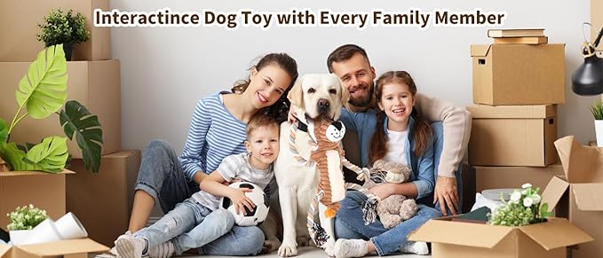 Squeaky Dog Toys Interactive Durable Rope-Infused Lion Shape Puppy Chew Toys for Small, Medium and Big Dogs