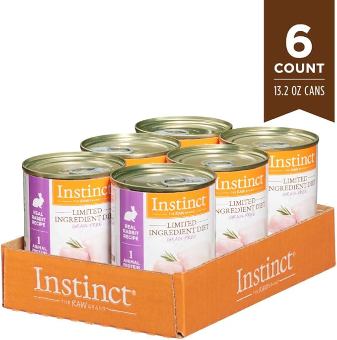 Instinct Limited Ingredient Diet, Wet Canned Dog Food, Grain Free - Real Rabbit, 13.2 oz. Cans (Pack of 6)