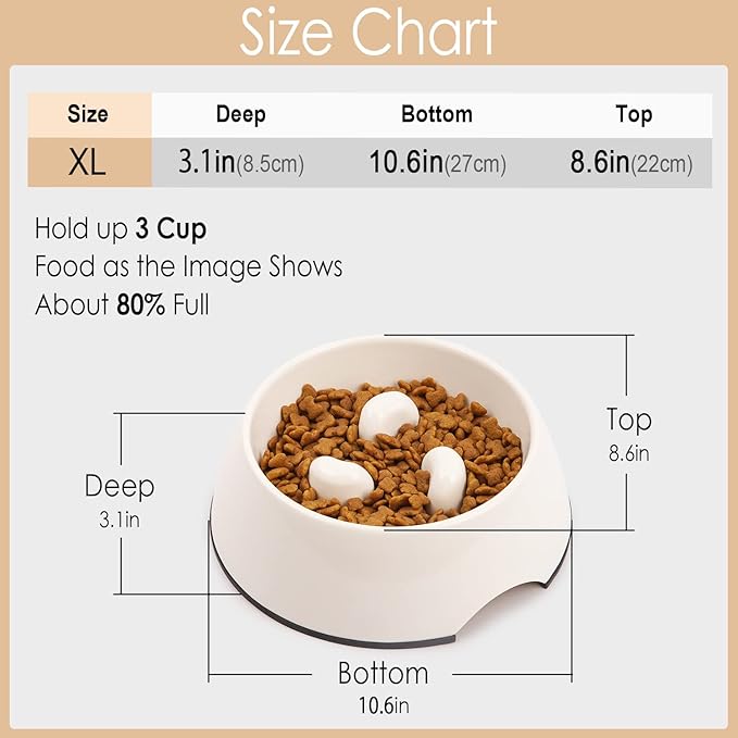 Super Design Slow Feeder Dog Bowl, 3 Cup, Non-Slip, Heat-Resistant, Sturdy, Dishwasher Safe, Suitable for Large Dogs