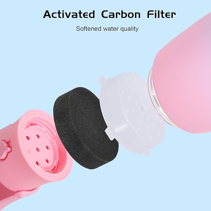 Dog Water Bottle, Travel Puppy Water Bowl, Leak Proof Portable Puppy Water Dispenser, Foldable Dog Water Bottle for for Pets Outdoor Walking, Hiking, Travel, Food Grade Plastic - 10oz Pink