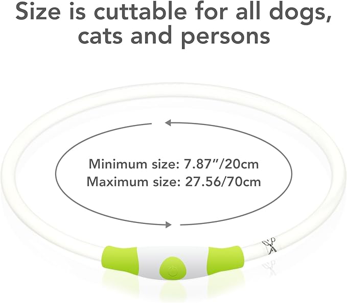 Colaseeme LED Dog Collar Light Up Dog Collars 1 Count USB Rechargeable TPU Glow Safety Basic Dog Collars for Large Medium Small Dogs (Cyan)