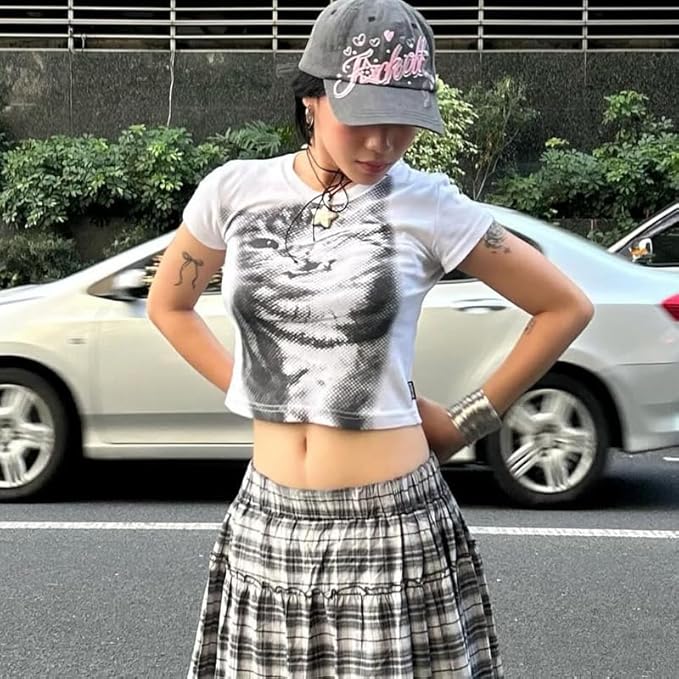 Graphic Tees Y2k Baby Tee Teens 2000s Vintage T Shirts Emo Grunge Printed Summer Crop Tops 2024