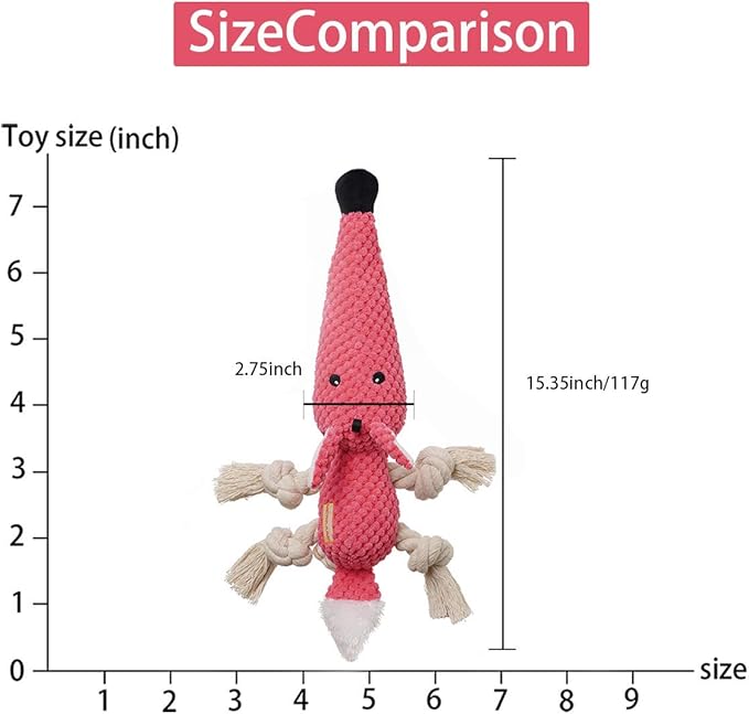 KOL Plush Dog Toy, Squeaky Interactive Puppy Dog Toys with Crinkle Paper, Durable Chew Toys for Small and Medium Dogs with Mouse Shape