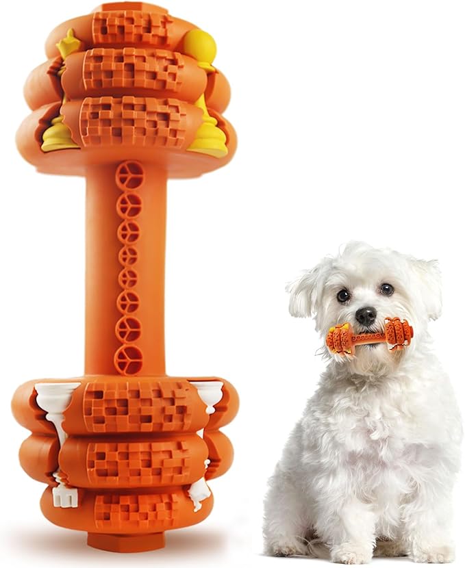 Dog Chew Toys for Aggressive Chewers,Food Grade Non-Toxic Dental Pet Toy,Tough Durable Indestructible Dog Toys for XSmall Dogs.Orange(5IB-8IB)