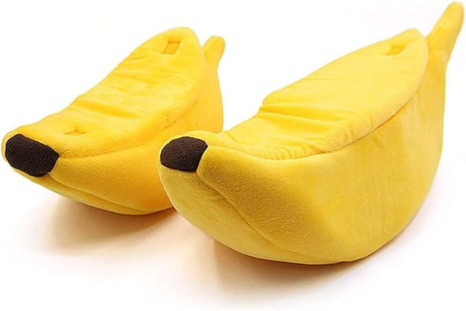 SEIS Winter Cat Banana Bed Dog House Warm Boat Pet Sleep Nest Cotton Cushion Coral Fleece Dog Pad Cat Mat (XL)