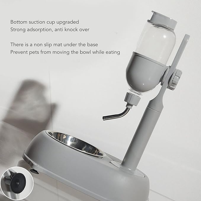 Pet Water Dispenser, Pet Standing Water Dispenser Bowl, 2 in 1 500ml Multifunctional Detachable Height with Stand for Dogs Cats
