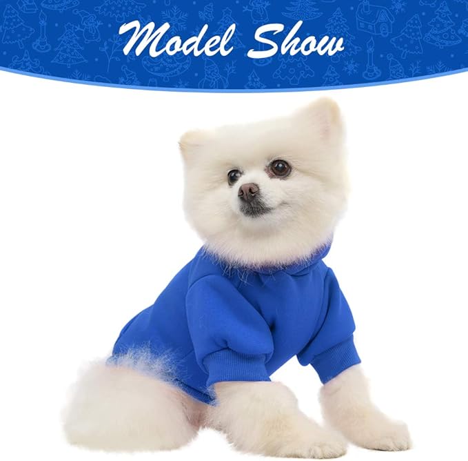 KOOLTAIL Basic Dog Hoodie - Soft and Warm Dog Hoodie Sweater with Leash Hole and Pocket, Dog Winter Coat, Cold Weather Clothes Sweatshirt for Small Medium Large Dogs Puppy Cat Boys Girls Blue S