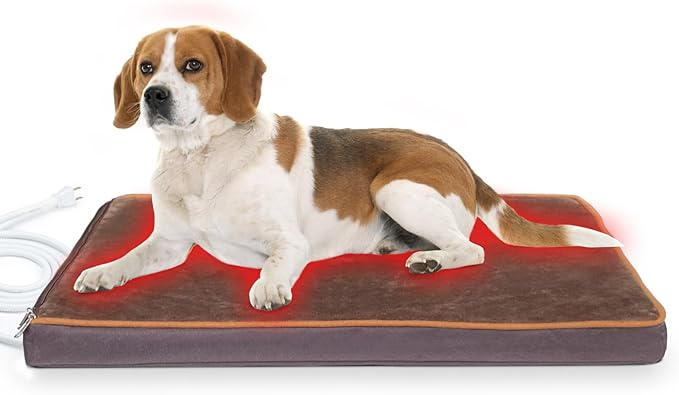 NAMOTEK Outdoor Heated Pet Bed for Cats Dog in Winter with Orthopedic Foam Base Auto Constant Temperature Electric Heating Pad & Waterproof Liner for Dog House Cabin Cot Doorway(31" Lx19 Wx1.7 Th)