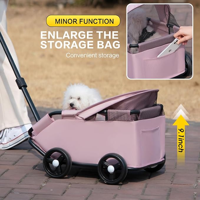 Dog Stroller 4 Wheels Folding Dog Cart with Sunshine Cover Pet Stroller for Travelling Shopping Walking Playing for Small Dogs Cats