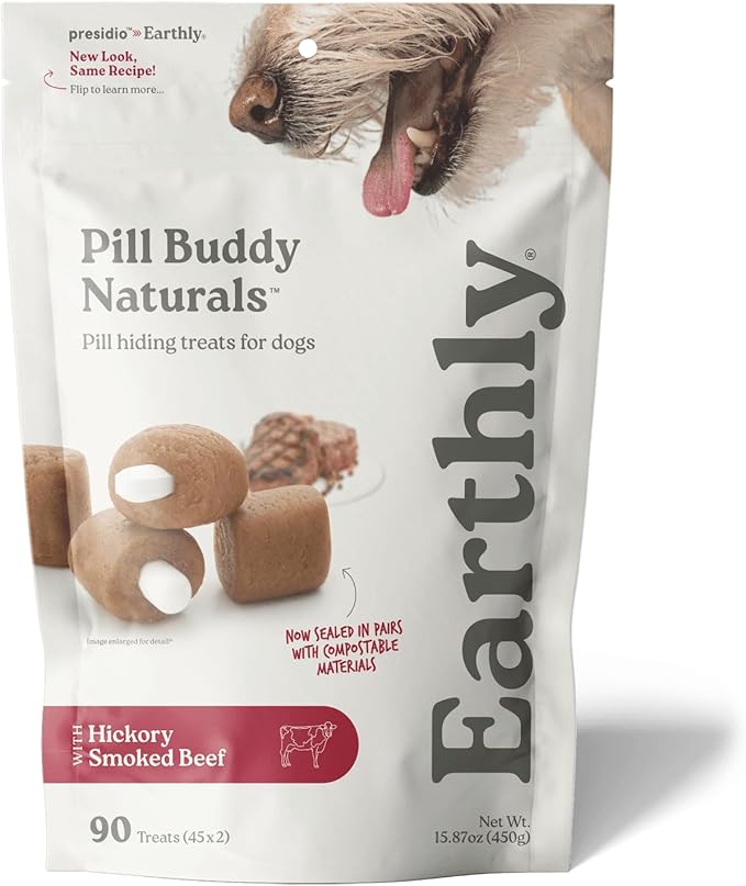 Presidio Pill Buddy Naturals - Beef Recipe Pill Hiding Treats for Dogs - Make A Perfect Pill Concealing Pocket Or Pouch for Any Size Medication - 90 Servings