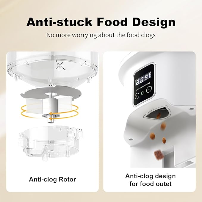 Automatic Cat Feeder & Water Dispenser, 4L Programmable Timed Cat Dry Food Dispenser with Dual Power, 3L Pet Fountain with Filter, 32dB Ultra-Quiet