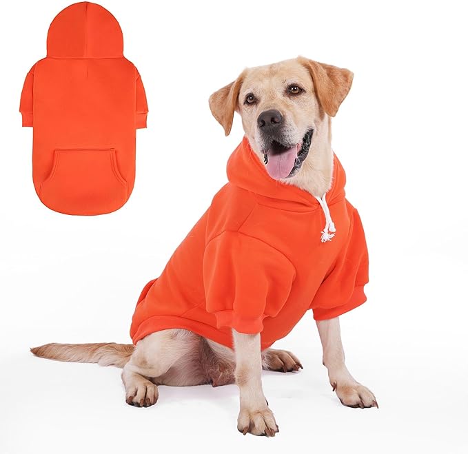 KOOLTAIL Fall Dog Hoodie - Soft & Warm Dog Thanksgiving Sweater with Leash Hole and Pocket,Pet Winter Coat,Cold Weather Clothes Sweatshirt for Small Medium Large Dogs Puppy Cat Boy Girl,Orange XL/XXL