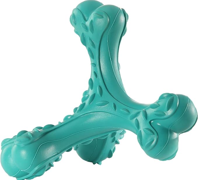 Dog Chew Toys for Aggressive Chewers Large Breed,Indestructible Bones Toy,Durable Cleaning Toothbrush Natural Rubber Dog Toys… (Blue)