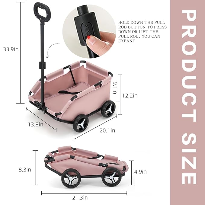 Dog Stroller 4 Wheels Folding Dog Cart Pet Stroller for Travelling Shopping Walking Playing for Small Dogs Cats (Plaid red)