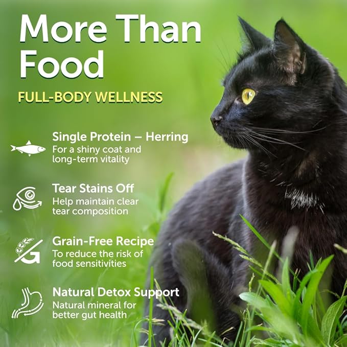 Nature's Protection Dry Cat Food - Adult Dark Coated Cat Hard Kibble, Grain-Free Healthy Nutrition Indoor & Outdoor Hairball Care for Cats, 14.11 oz Bag