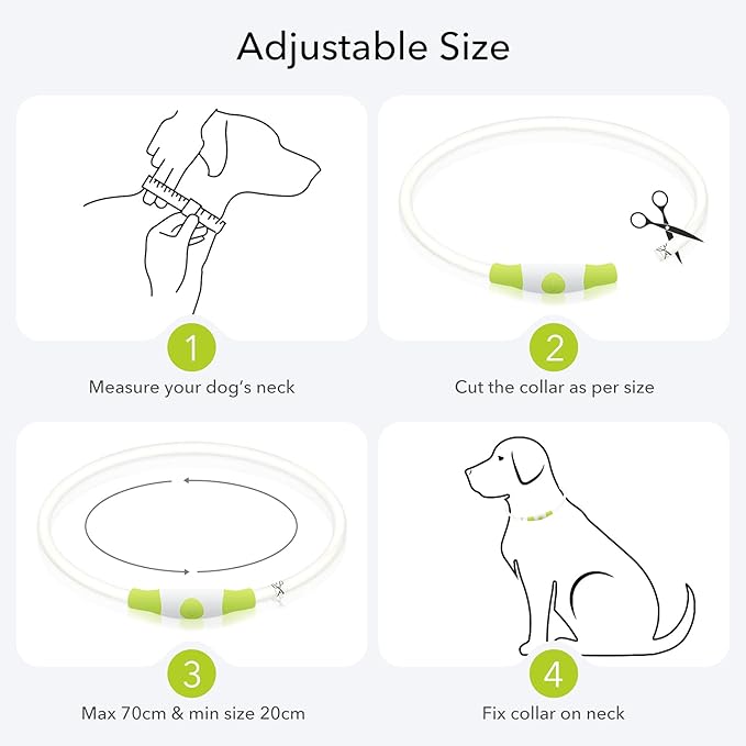 Colaseeme LED Dog Collar, Light Up Dog Collar 1 Count USB Rechargeable TPU Glow Safety Dog Necklace Light, Dog Lights for Small Medium Large Dogs, Please Do Not Use Fast Charging (Green)