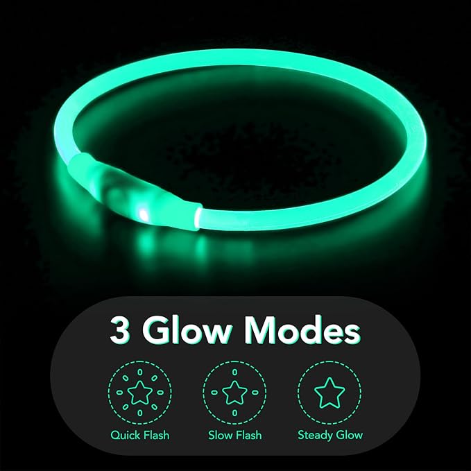 Colaseeme LED Dog Collar Light Up Dog Collars 1 Count USB Rechargeable TPU Glow Safety Basic Dog Collars for Large Medium Small Dogs (Cyan)