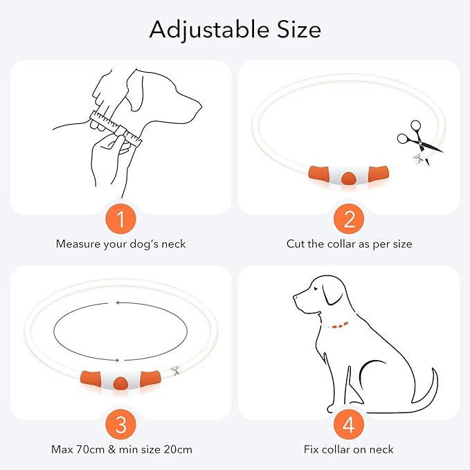 Colaseeme LED Dog Collar, Light Up Dog Collar 1 Count USB Rechargeable TPU Glow Safety Dog Necklace Light, Dog Lights for Small Medium Large Dogs, Please Do Not Use Fast Charging (Orange)